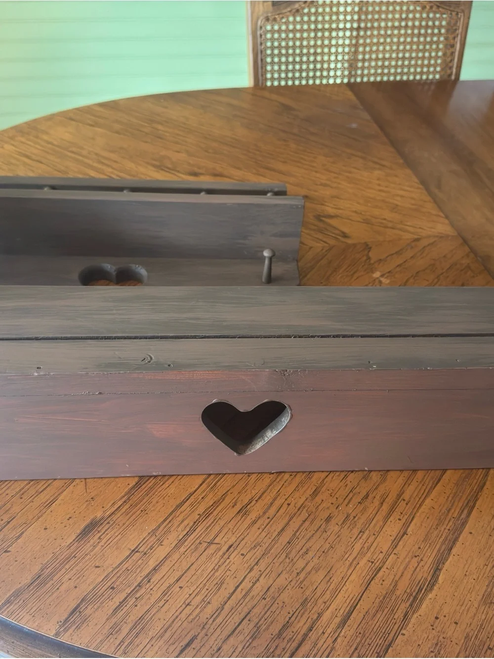 Brown Wooden Heart Wall Shelf with Hooks - Brand